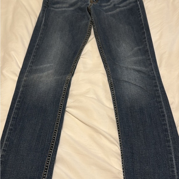 Blue Boot Cut Jeans with Contrast Stitching - Picture 1 of 4